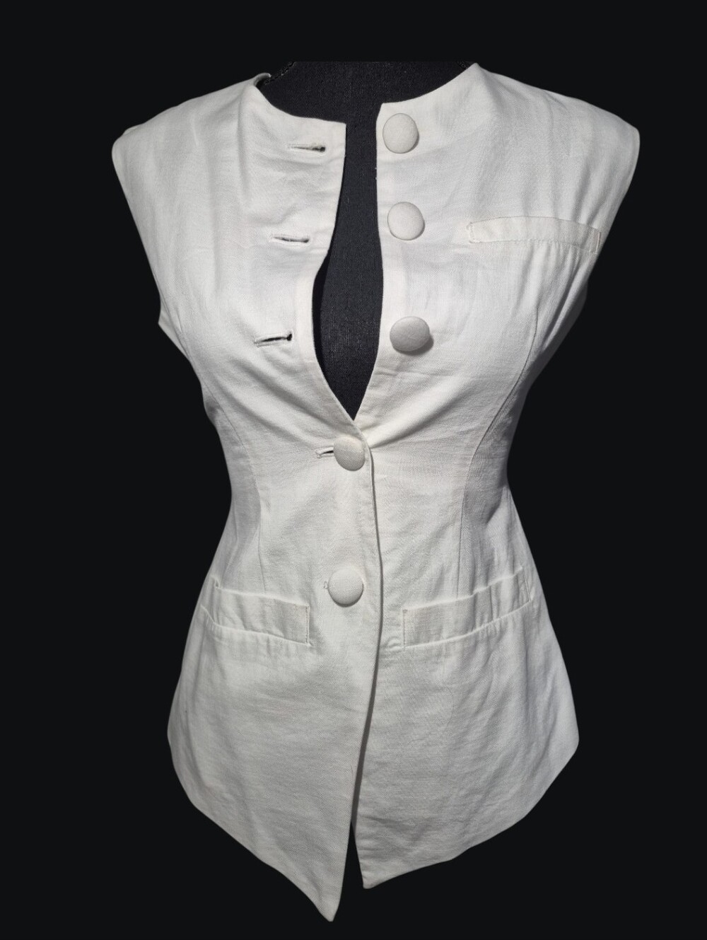 Future Collective Jeneé Naylor White Asymmetrical Button Vest Top NWT - Size 0